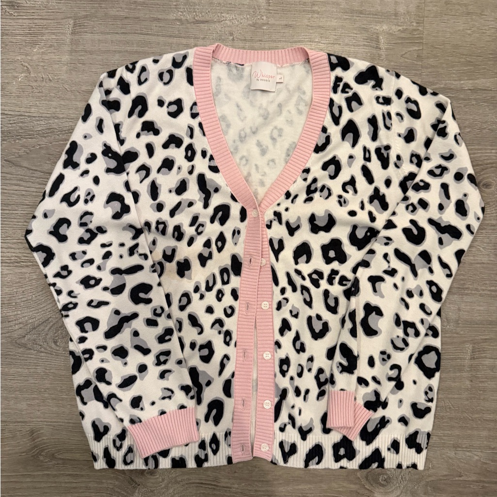 Whisper By Brodie Leopard Print Cardigan Sweater